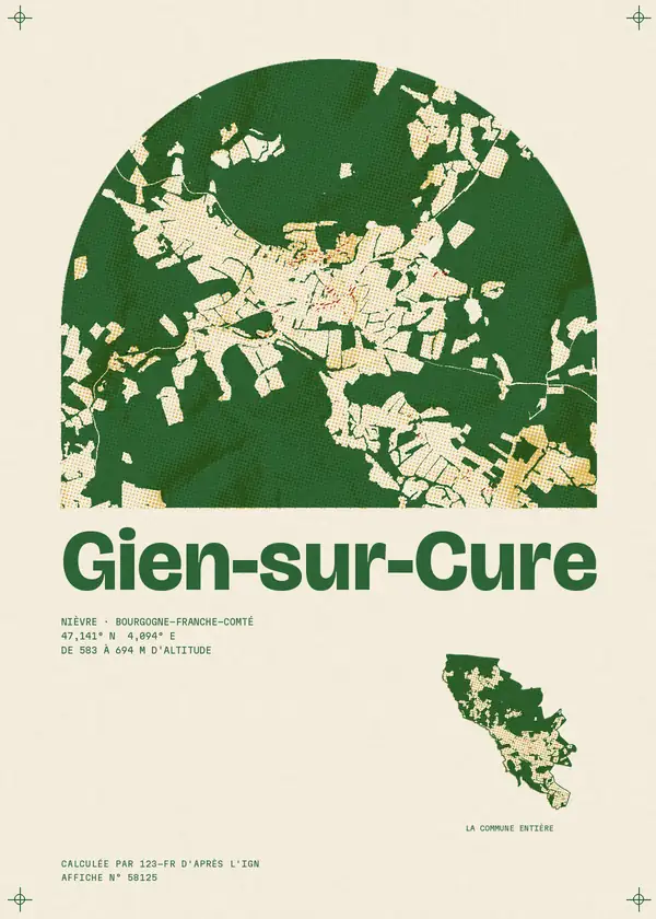 Affiche de Gien-sur-Cure, calculée par 123-fr d'après l'IGN