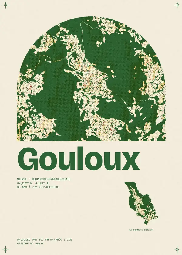 Affiche de Gouloux, calculée par 123-fr d'après l'IGN