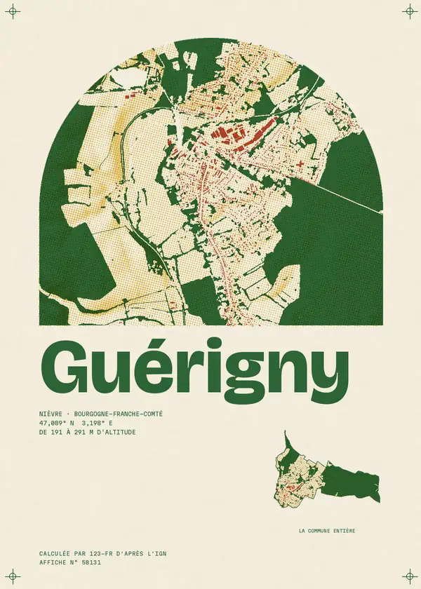Affiche de Guérigny, calculée par 123-fr d'après l'IGN