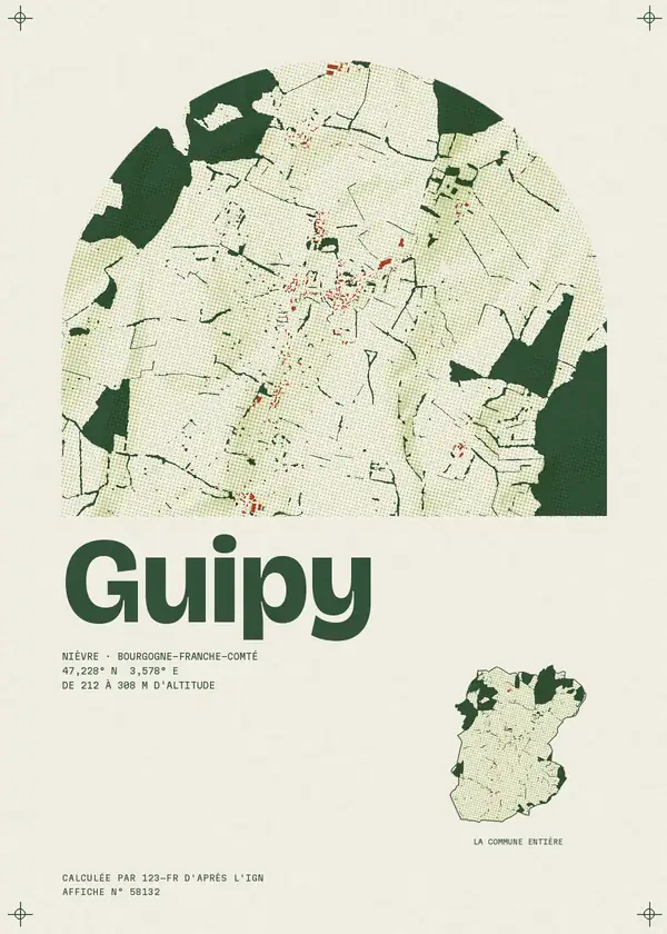 Affiche de Guipy, calculée par 123-fr d'après l'IGN