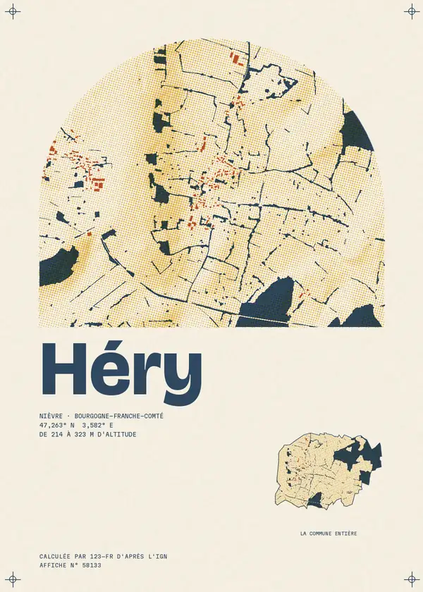 Affiche de Héry, calculée par 123-fr d'après l'IGN