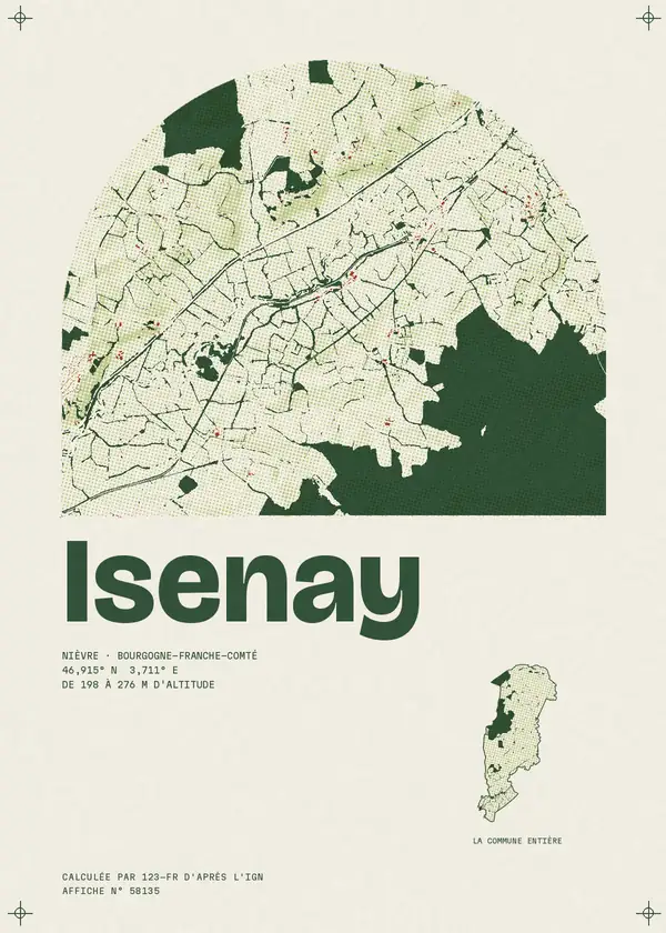 Affiche de Isenay, calculée par 123-fr d'après l'IGN