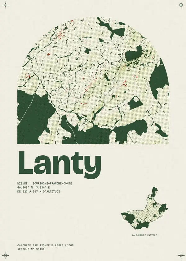 Affiche de Lanty, calculée par 123-fr d'après l'IGN
