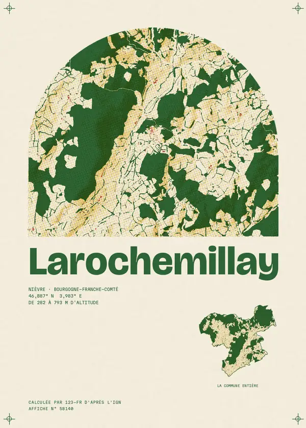 Affiche de Larochemillay, calculée par 123-fr d'après l'IGN