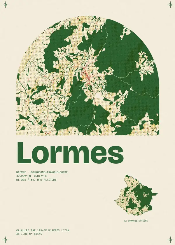 Affiche de Lormes, calculée par 123-fr d'après l'IGN