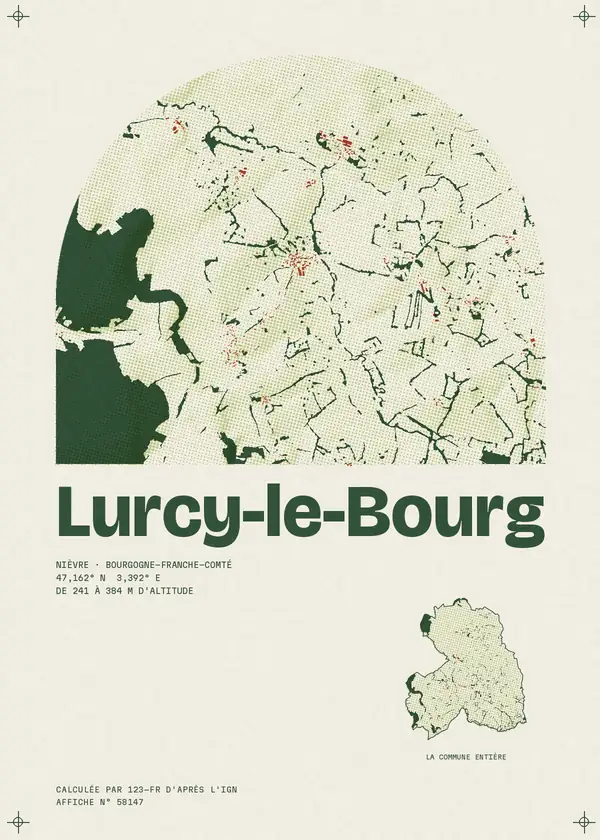Affiche de Lurcy-le-Bourg, calculée par 123-fr d'après l'IGN