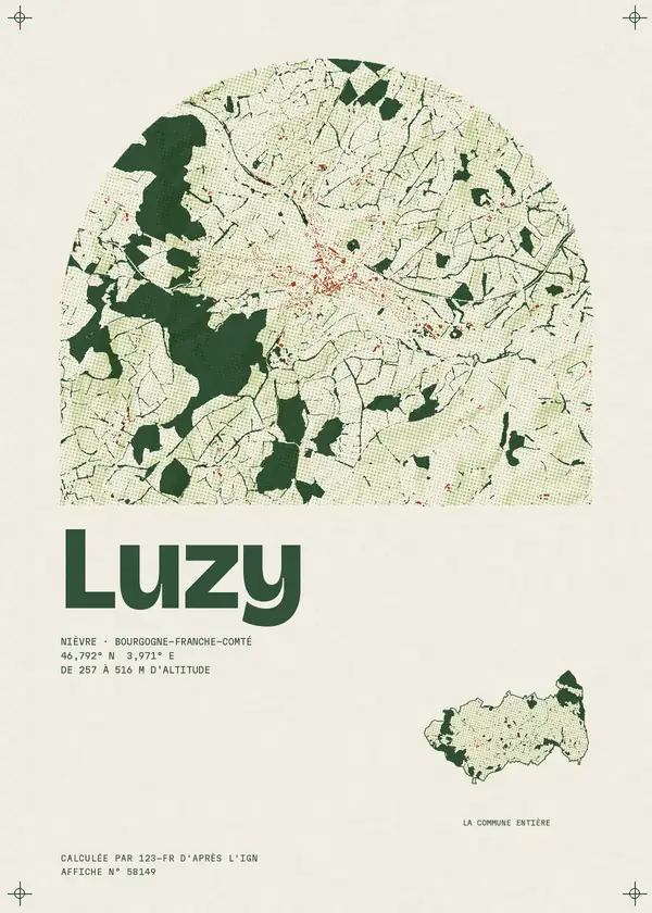 Affiche de Luzy, calculée par 123-fr d'après l'IGN