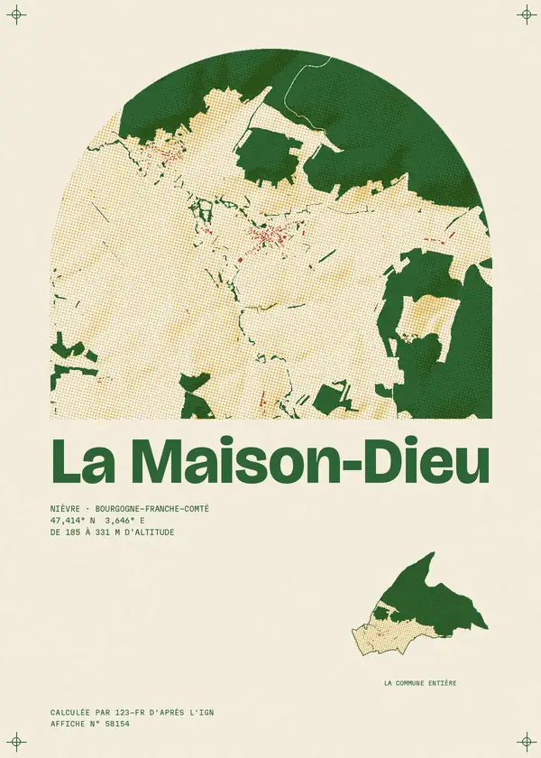 Affiche de La Maison-Dieu, calculée par 123-fr d'après l'IGN