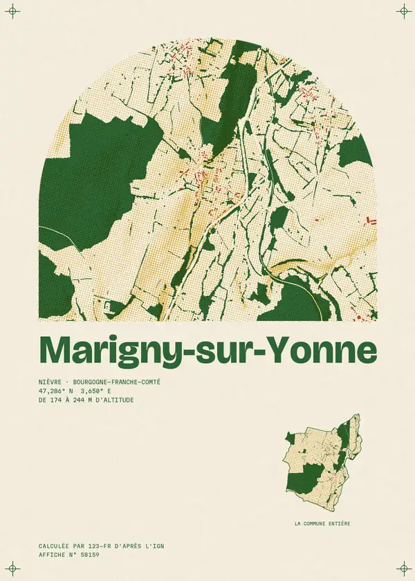Affiche de Marigny-sur-Yonne, calculée par 123-fr d'après l'IGN