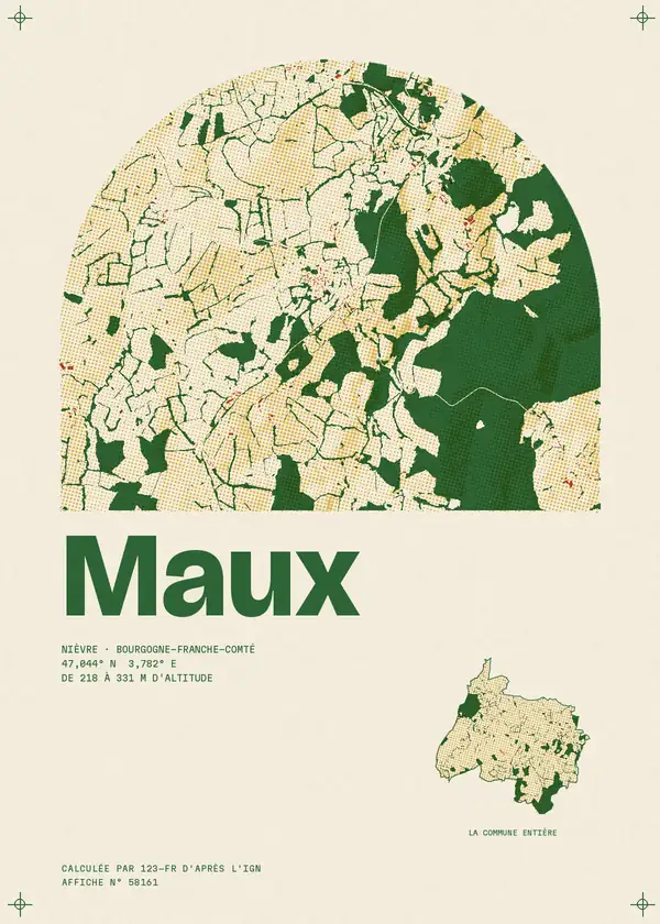 Affiche de Maux, calculée par 123-fr d'après l'IGN