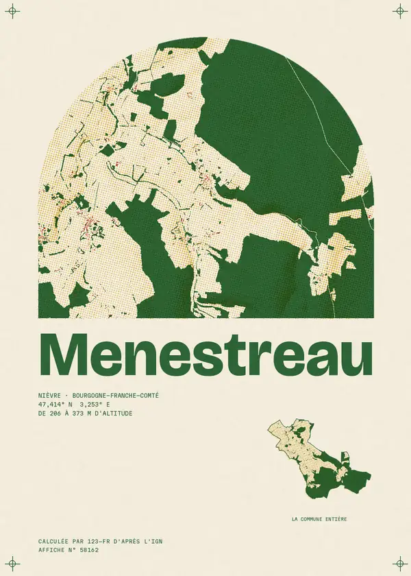 Affiche de Menestreau, calculée par 123-fr d'après l'IGN