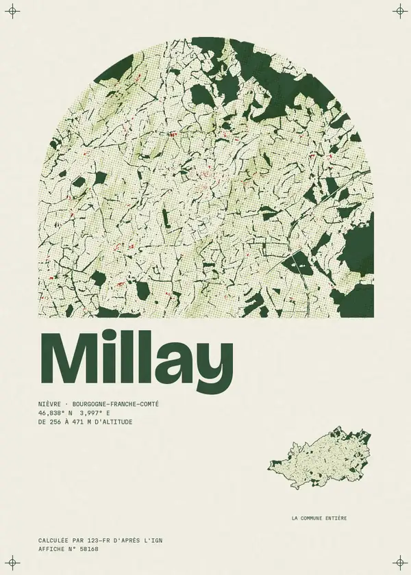Affiche de Millay, calculée par 123-fr d'après l'IGN