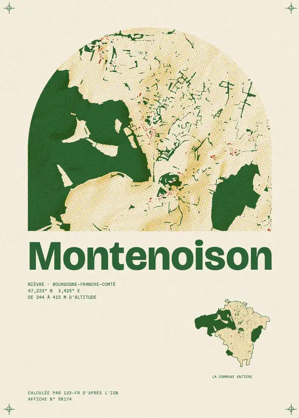 Affiche de Montenoison, calculée par 123-fr d'après l'IGN