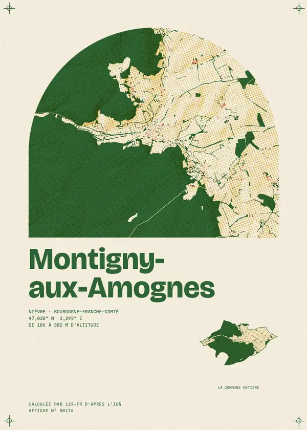Affiche de Montigny-aux-Amognes, calculée par 123-fr d'après l'IGN