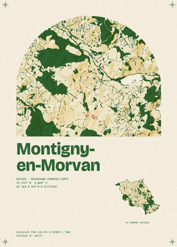 Affiche de Montigny-en-Morvan, calculée par 123-fr d'après l'IGN