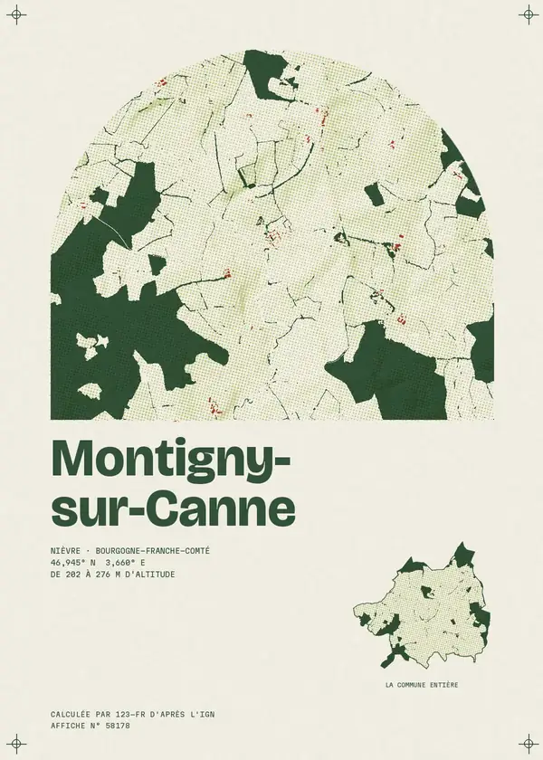 Affiche de Montigny-sur-Canne, calculée par 123-fr d'après l'IGN