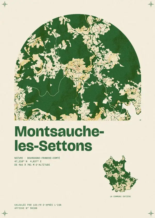 Affiche de Montsauche-les-Settons, calculée par 123-fr d'après l'IGN