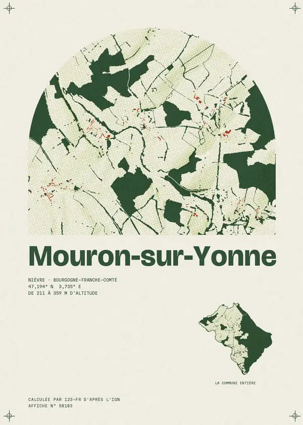 Affiche de Mouron-sur-Yonne, calculée par 123-fr d'après l'IGN