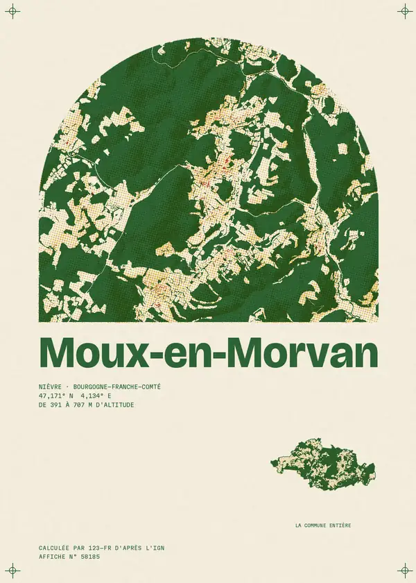 Affiche de Moux-en-Morvan, calculée par 123-fr d'après l'IGN