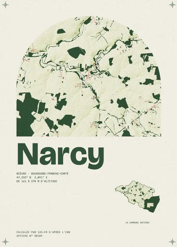 Affiche de Narcy, calculée par 123-fr d'après l'IGN
