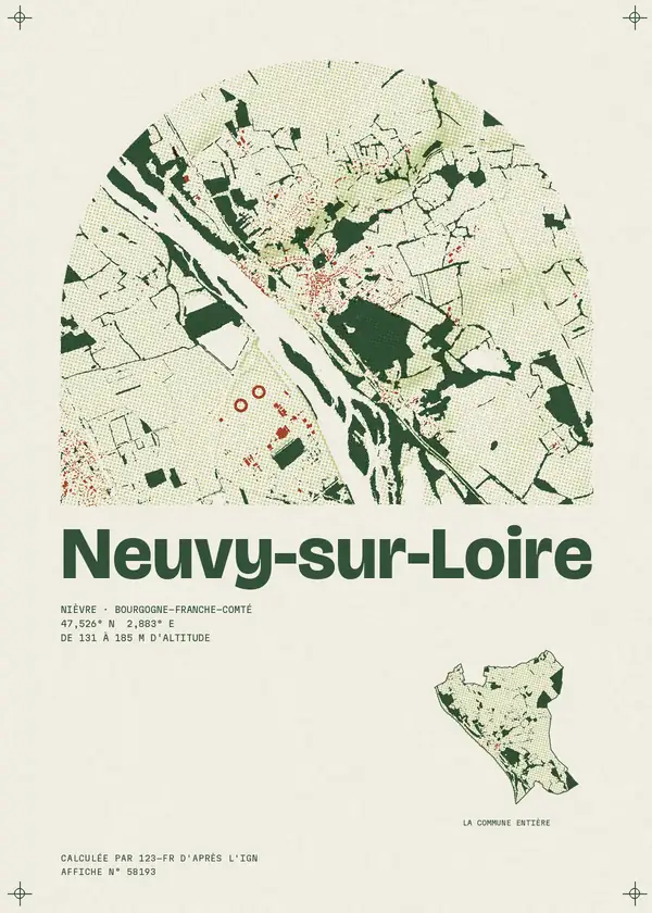 Affiche de Neuvy-sur-Loire, calculée par 123-fr d'après l'IGN