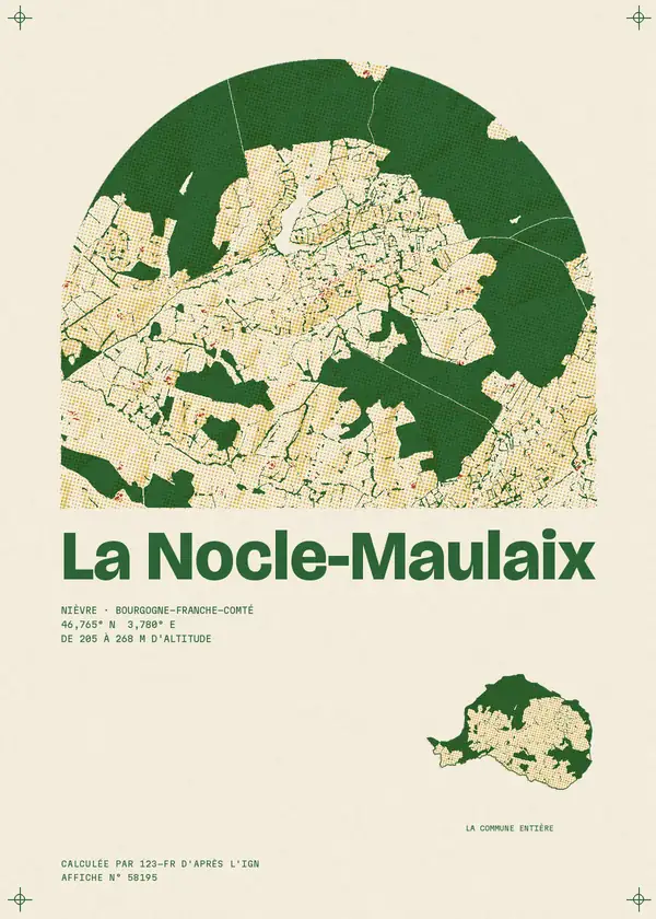 Affiche de La Nocle-Maulaix, calculée par 123-fr d'après l'IGN