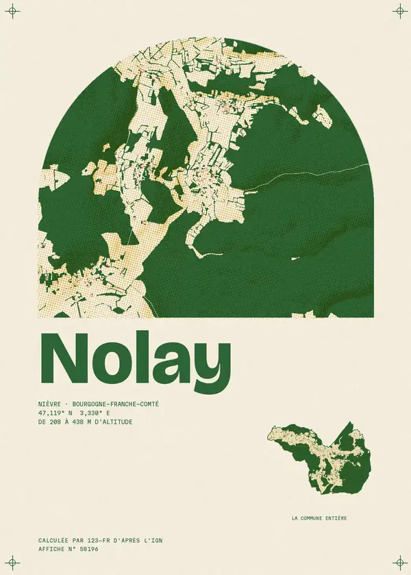 Affiche de Nolay, calculée par 123-fr d'après l'IGN
