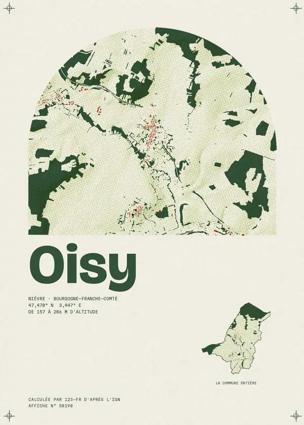 Affiche de Oisy, calculée par 123-fr d'après l'IGN