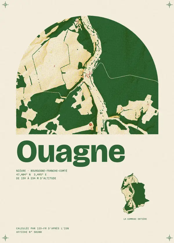 Affiche de Ouagne, calculée par 123-fr d'après l'IGN