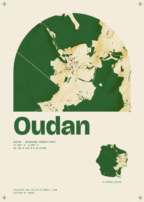 Affiche de Oudan, calculée par 123-fr d'après l'IGN