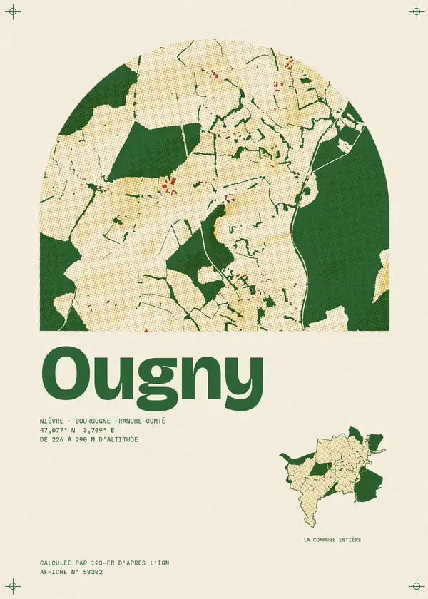 Affiche de Ougny, calculée par 123-fr d'après l'IGN