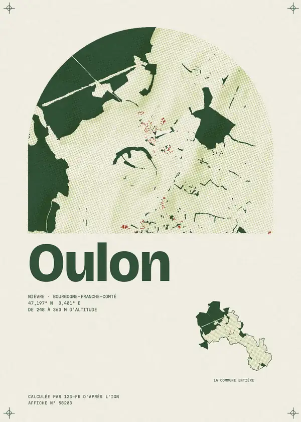 Affiche de Oulon, calculée par 123-fr d'après l'IGN