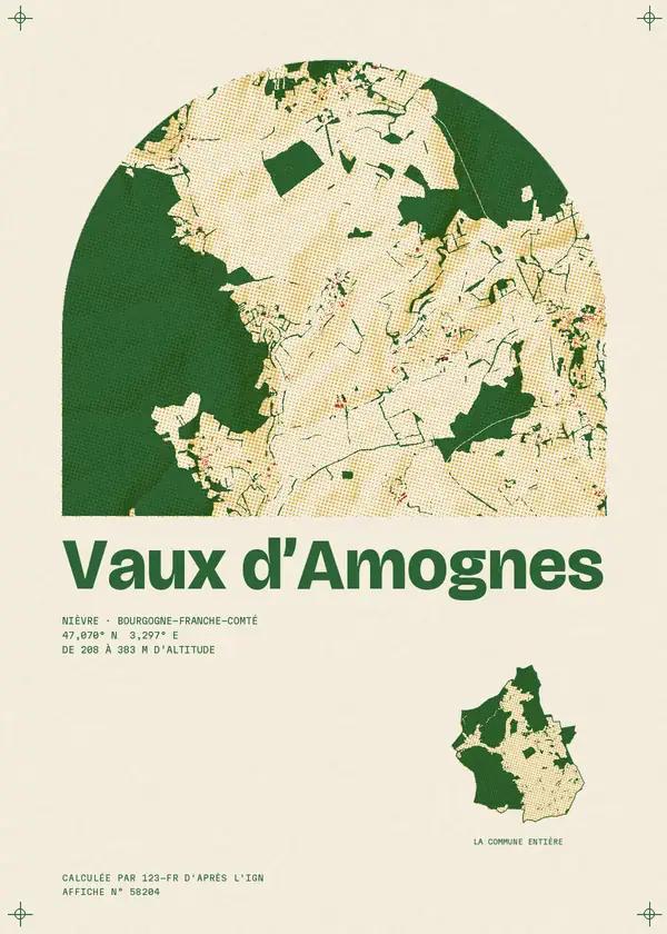 Affiche de Vaux d'Amognes, calculée par 123-fr d'après l'IGN