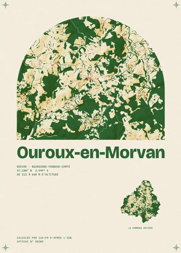 Affiche de Ouroux-en-Morvan, calculée par 123-fr d'après l'IGN