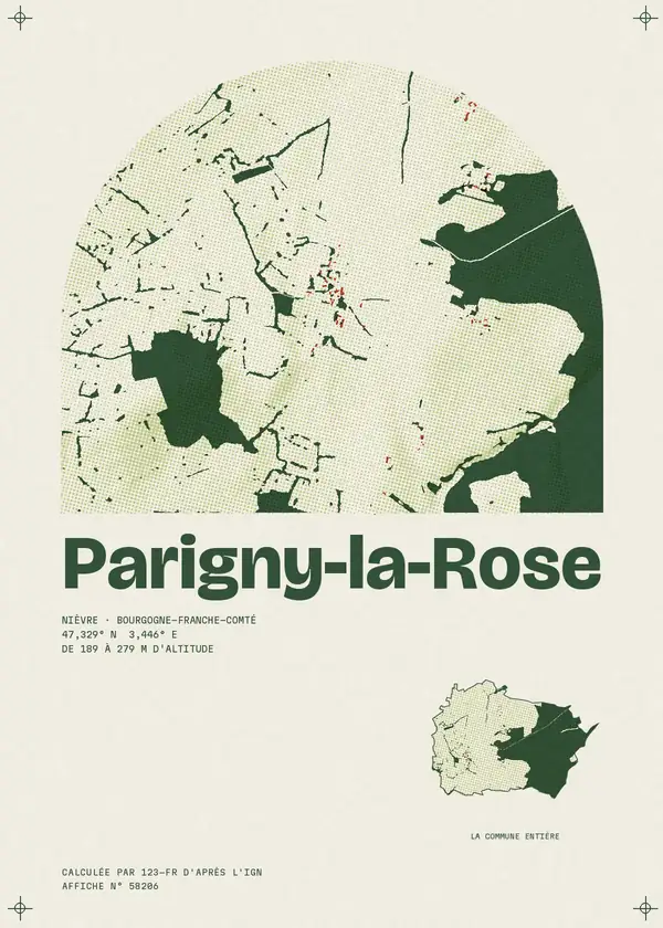 Affiche de Parigny-la-Rose, calculée par 123-fr d'après l'IGN