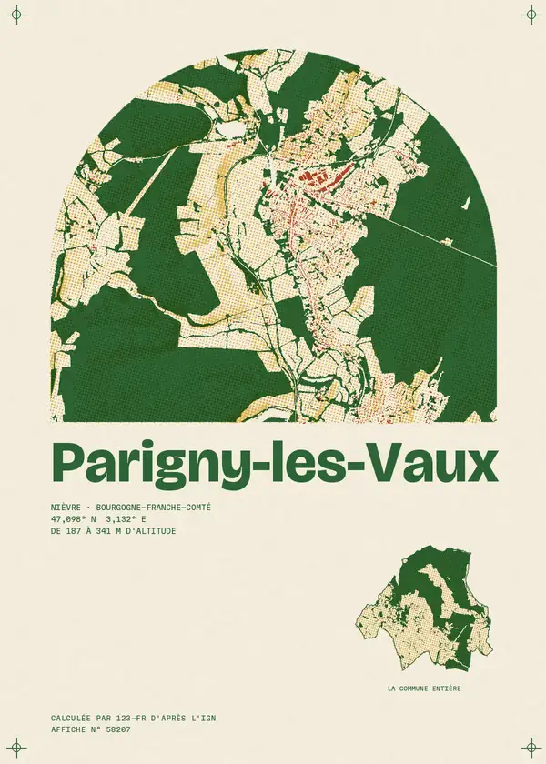 Affiche de Parigny-les-Vaux, calculée par 123-fr d'après l'IGN