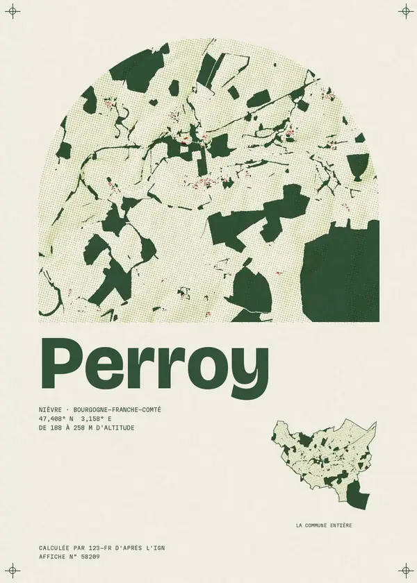 Affiche de Perroy, calculée par 123-fr d'après l'IGN