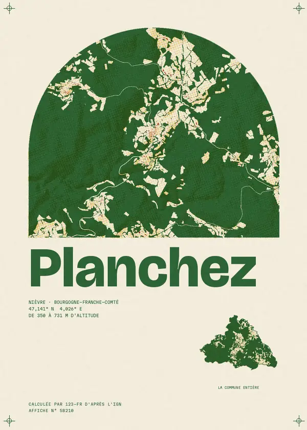 Affiche de Planchez, calculée par 123-fr d'après l'IGN