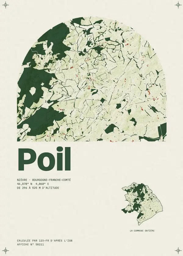Affiche de Poil, calculée par 123-fr d'après l'IGN