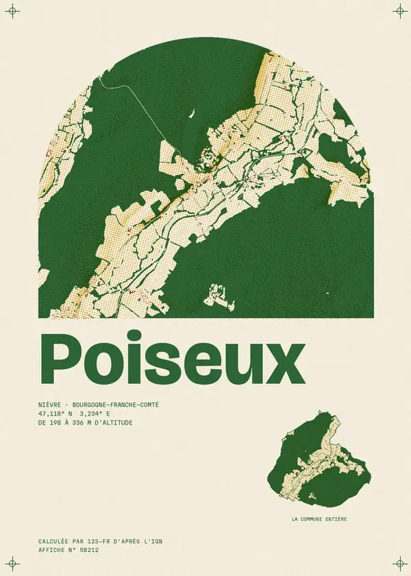 Affiche de Poiseux, calculée par 123-fr d'après l'IGN