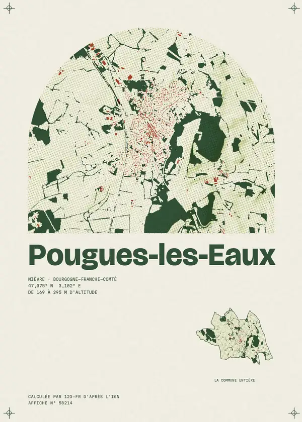 Affiche de Pougues-les-Eaux, calculée par 123-fr d'après l'IGN