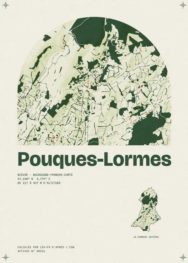 Affiche de Pouques-Lormes, calculée par 123-fr d'après l'IGN
