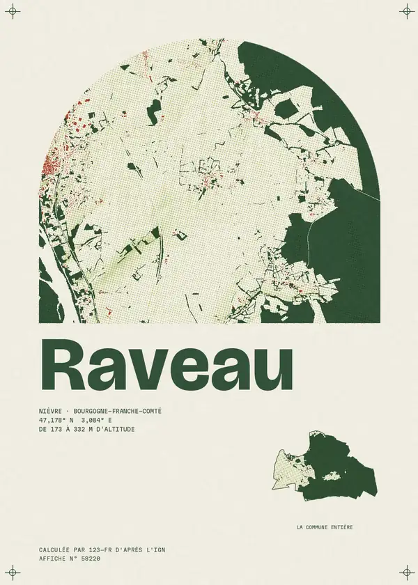Affiche de Raveau, calculée par 123-fr d'après l'IGN