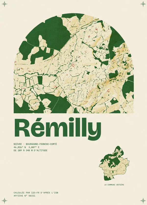 Affiche de Rémilly, calculée par 123-fr d'après l'IGN