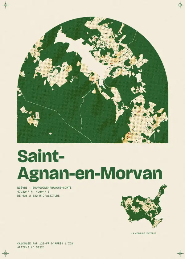 Affiche de Saint-Agnan-en-Morvan, calculée par 123-fr d'après l'IGN