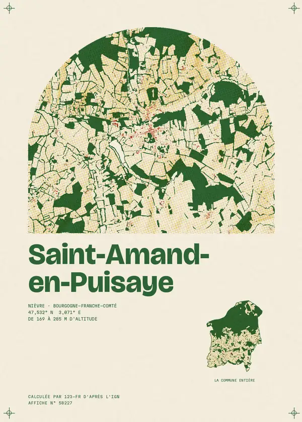 Affiche de Saint-Amand-en-Puisaye, calculée par 123-fr d'après l'IGN