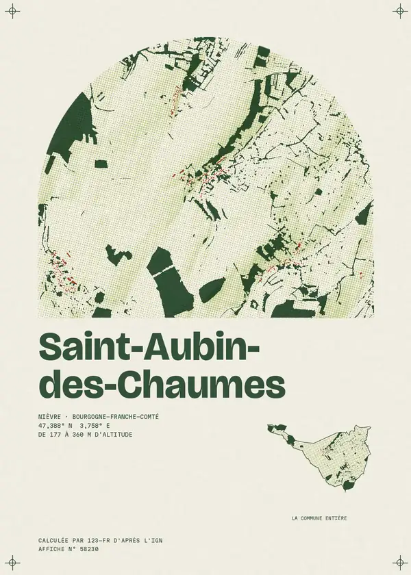 Affiche de Saint-Aubin-des-Chaumes, calculée par 123-fr d'après l'IGN