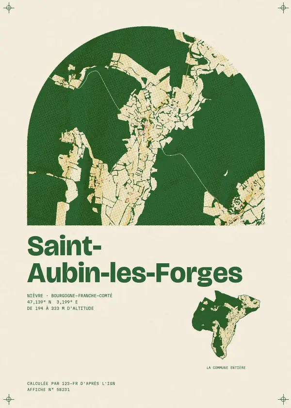 Affiche de Saint-Aubin-les-Forges, calculée par 123-fr d'après l'IGN