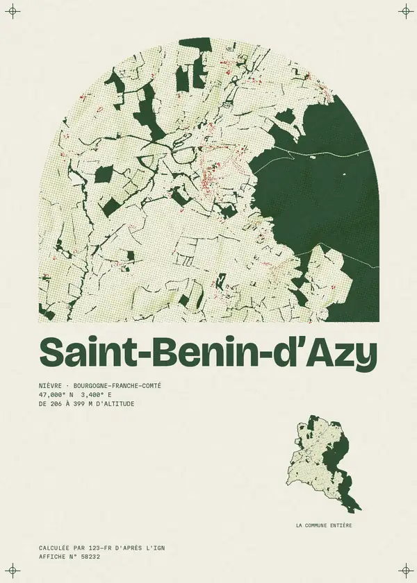 Affiche de Saint-Benin-d'Azy, calculée par 123-fr d'après l'IGN