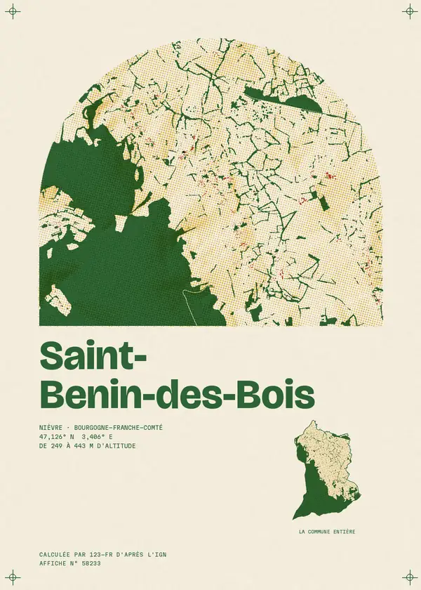 Affiche de Saint-Benin-des-Bois, calculée par 123-fr d'après l'IGN